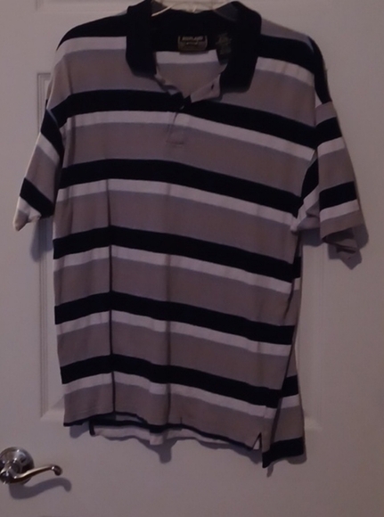 🍭🌺Striped Blue and Gray Polo Shirt - Picture 7 of 7